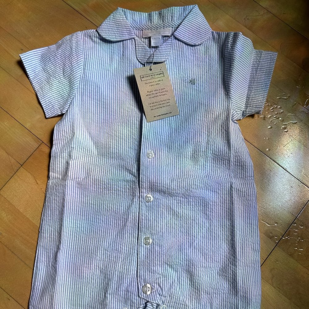 NWT The White Company Seersucker Shortie Romper | 6-9mo